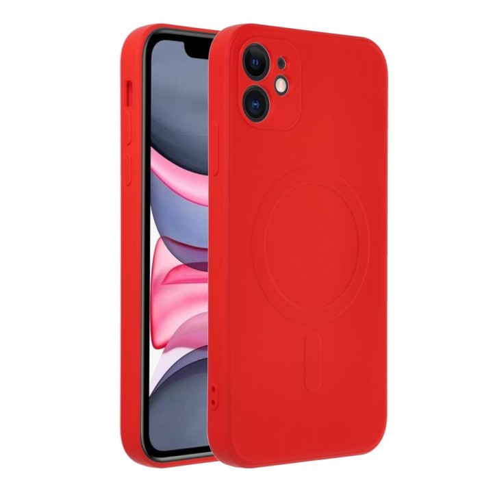 Case for iPhone 11 Silicone Mag Cover MagSafe compatible (camera protection) red