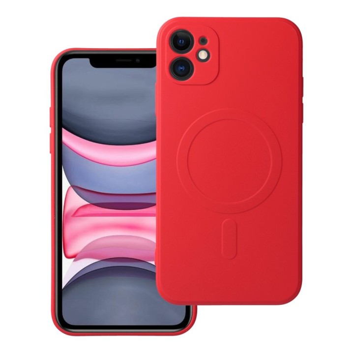 Case for iPhone 11 Silicone Mag Cover MagSafe compatible (camera protection) red