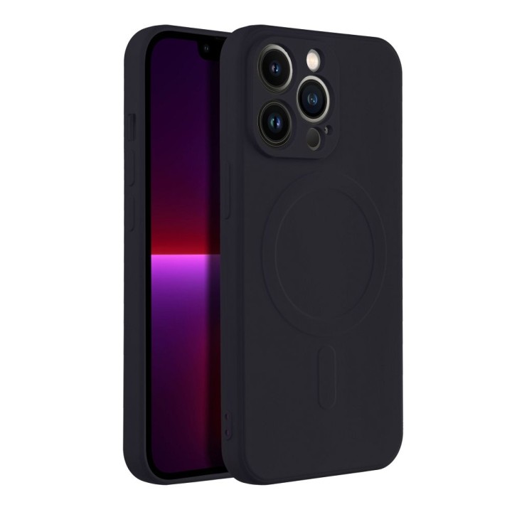 Case for iPhone 13 PRO Silicone Mag Cover MagSafe compatible (camera protection) black