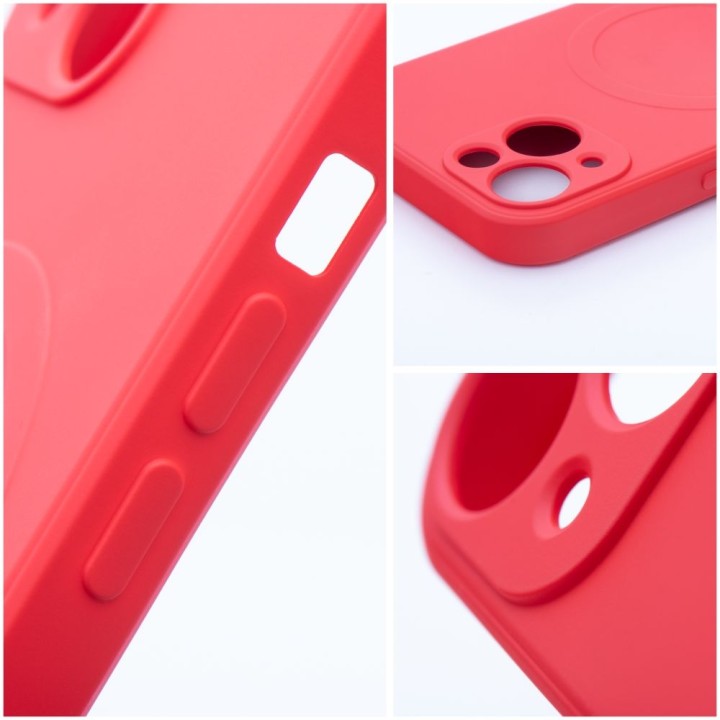 Case for iPhone 13 PRO Silicone Mag Cover MagSafe compatible (camera protection) red