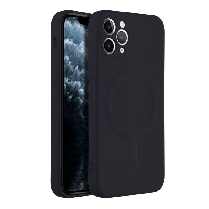 Case for iPhone 11 PRO Silicone Mag Cover MagSafe compatible (camera protection) black