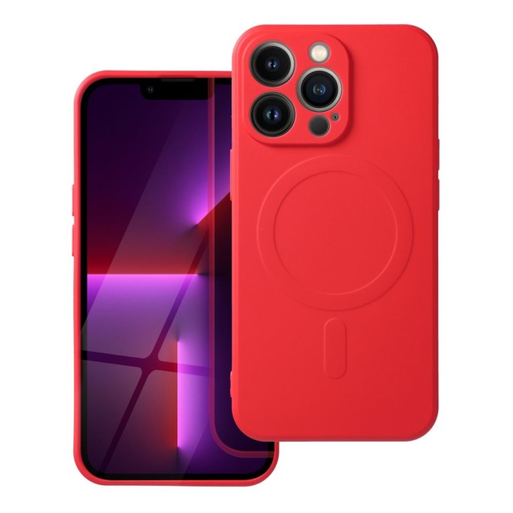 Чехол для iPhone 13 PRO Silicone Mag Cover совместимый с MagSafe (camera protection) красный