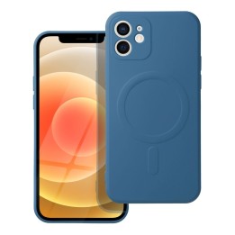 Чохол для iPhone 12 Silicone Mag Cover сумісний з MagSafe (camera protection) синій