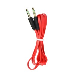 Кабель AUX Jack 3,5 mm (штекер (male)) для Jack 3,5 mm (штекер (male)) плаский 1 m червоний