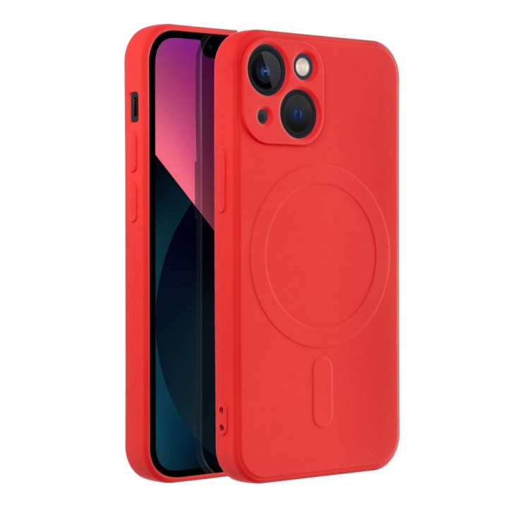 Case for iPhone 13 MINI Silicone Mag Cover MagSafe compatible (camera protection) red