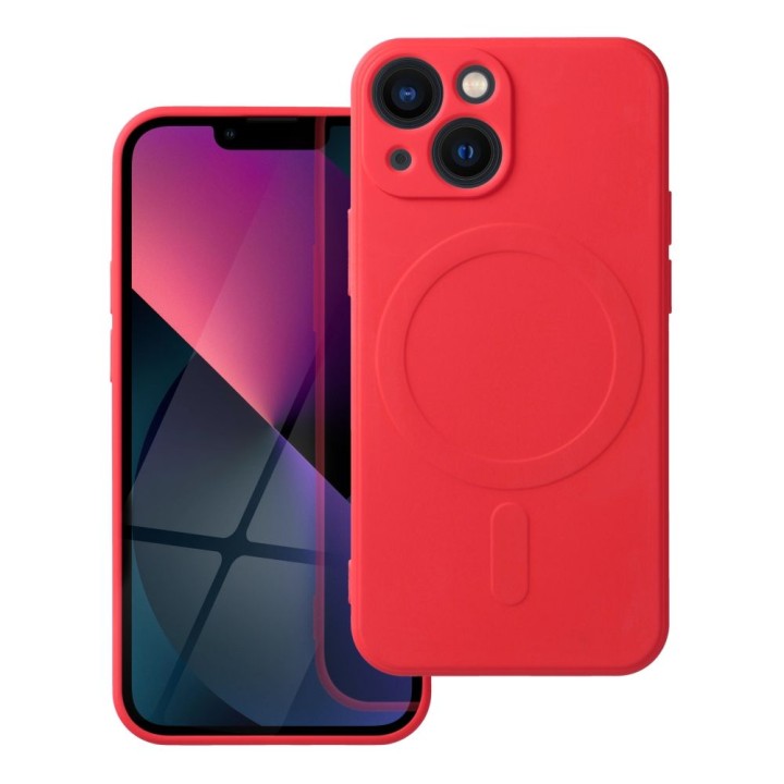 Case for iPhone 13 MINI Silicone Mag Cover MagSafe compatible (camera protection) red
