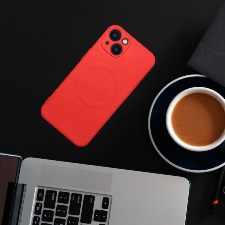 Case for iPhone 13 MINI Silicone Mag Cover MagSafe compatible (camera protection) red