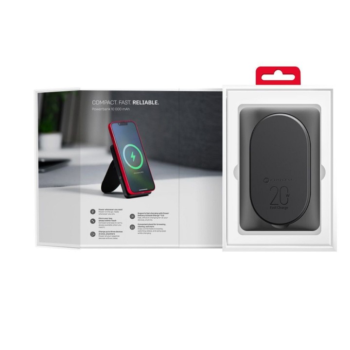 Powerbank zgodny z MagSafe Forcell F-Energy MagStand F10K2 QC3.0 PD 5A 20W 10000 mAh czarny