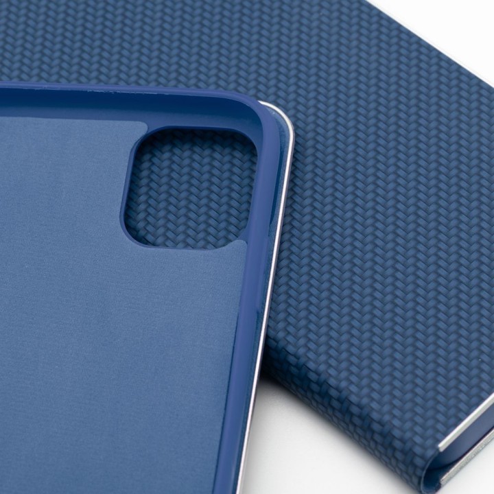 Flip case for iPhone 14 Luna Book Carbon blue