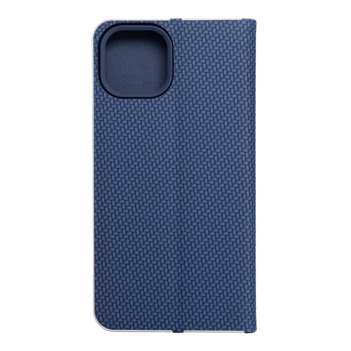 Etui z klapką na iPhone 14 Luna Book Carbon niebieskie