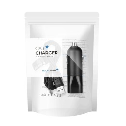 Car charger Blue Star USB A 2A + cable USB A to Micro USB black