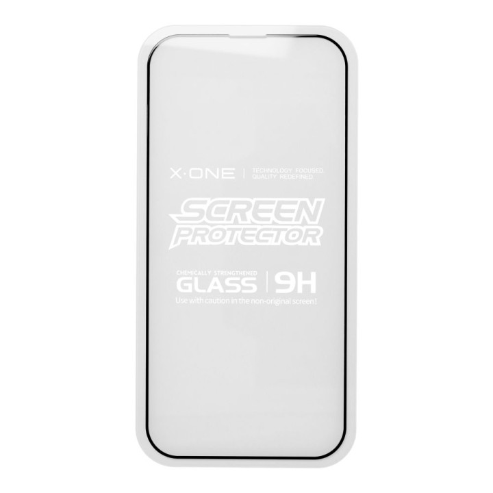 Tempered glass for iPhone 14 PRO X-One Full Cover Extra Strong Crystal Clear (full glue) black