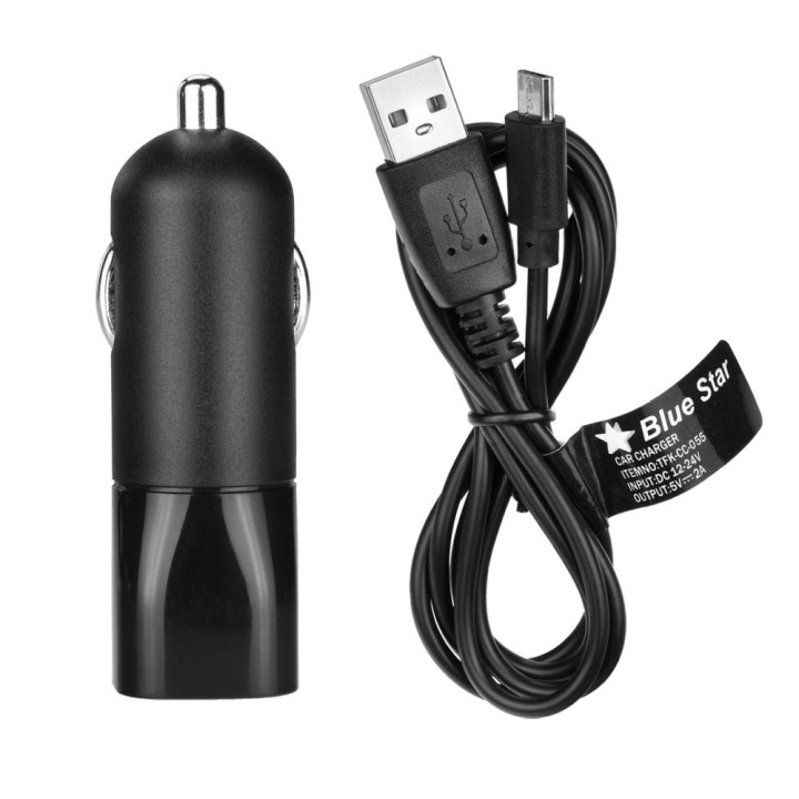 Car charger Blue Star USB A 2A + cable USB A for Micro USB black