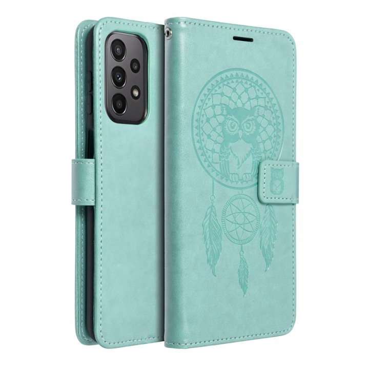 Etui z klapką na Samsung A23 5G Mezzo Book łapacz snów zielone