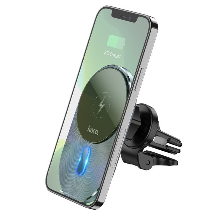 Wireless car phone holder MagSafe compatible Hoco 15W for the air vent CA91 grey