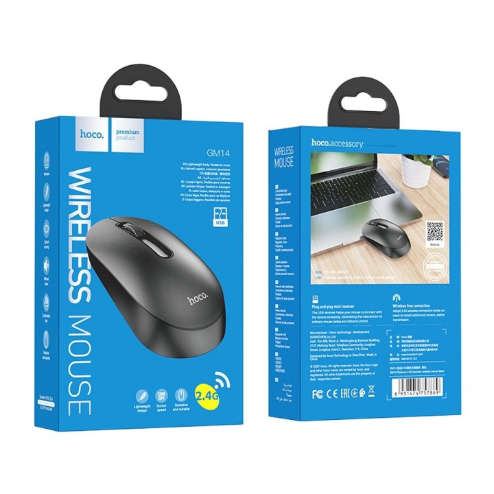 Wireless mouse Hoco 2,4G 1200 dpi GM14 black