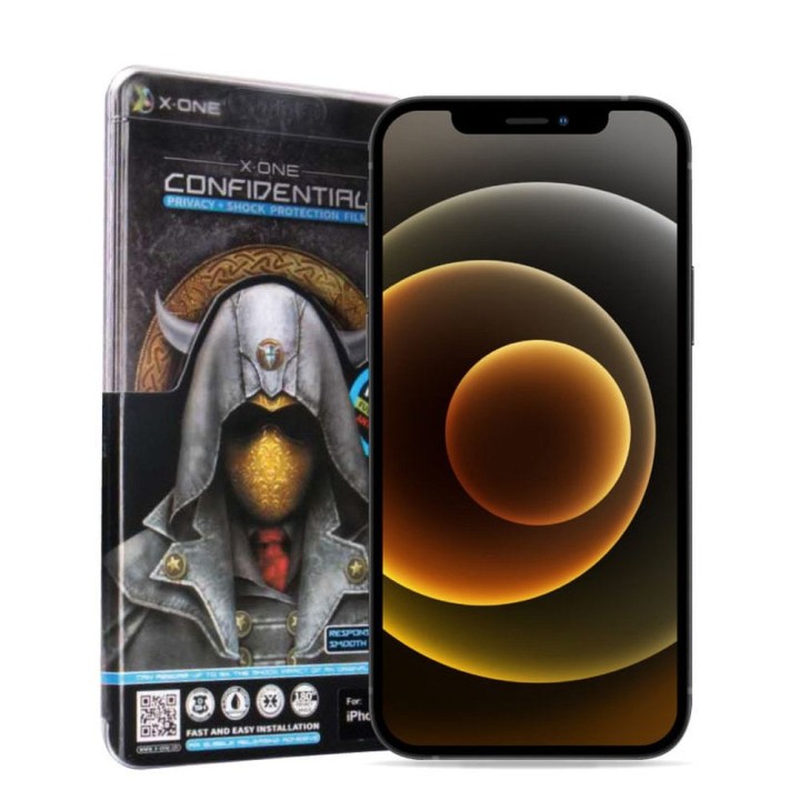 Закаленное стекло для iPhone 13 / 13 PRO / 14 / 16e / 17e (SE 4 2025) 6,1" X-One Full Cover Extra Strong Privacy (full glue) чер