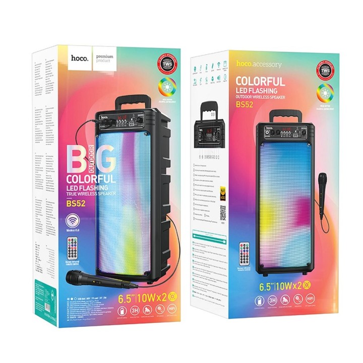 Набор для караоке bluetooth 2 x 10W 3h Hoco BS52 черный