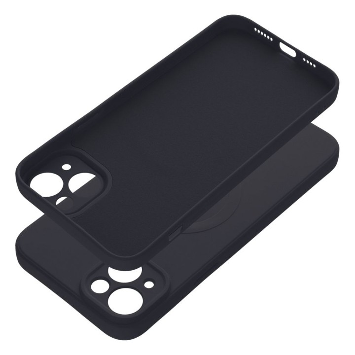 Case for iPhone 14 PLUS Silicone Mag Cover MagSafe compatible (camera protection) black
