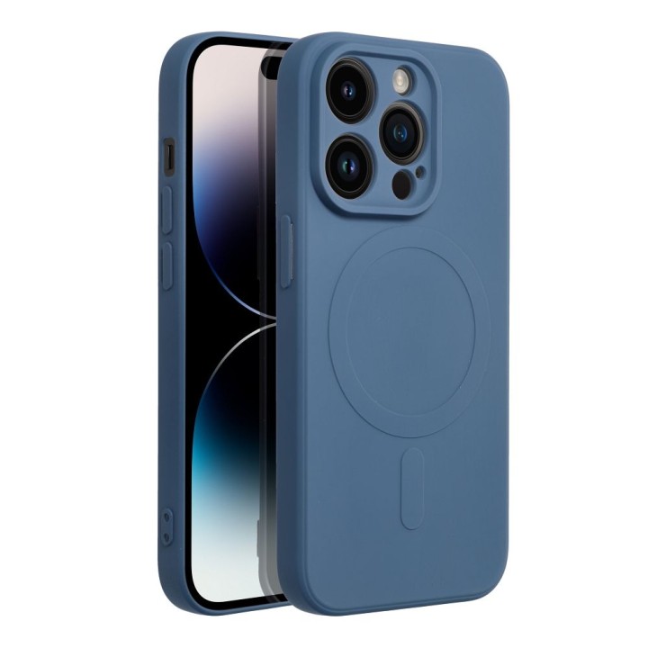 Case for iPhone 14 PRO Silicone Mag Cover MagSafe compatible (camera protection) blue