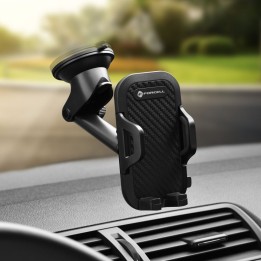 Universal car phone holder Forcell F-Grip Carbon Bracket with adjustable arm for windshield / dashboard black