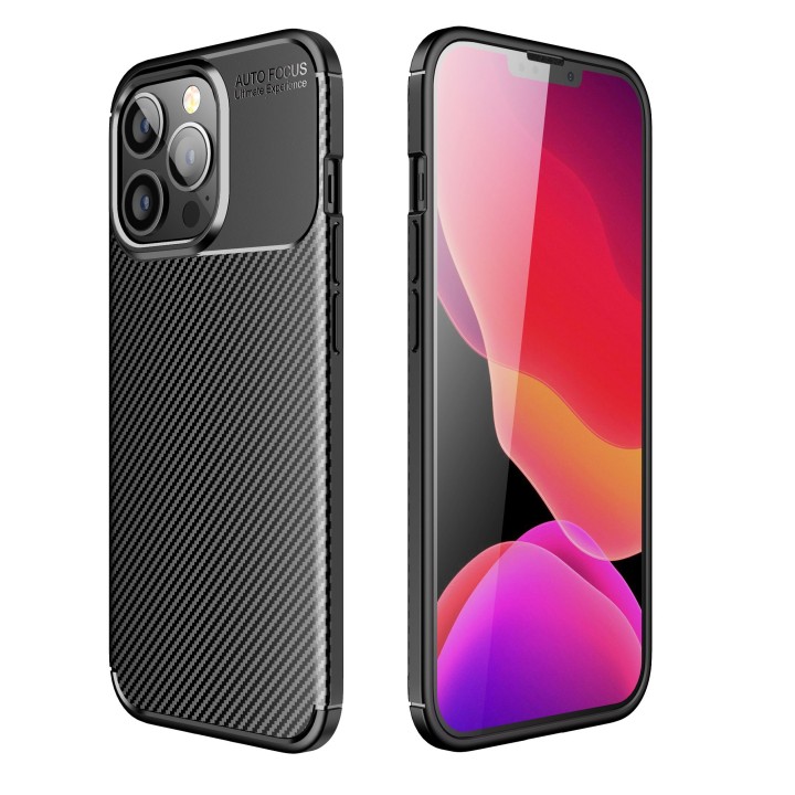 Чехол для iPhone 13 PRO Carbon Premium черный