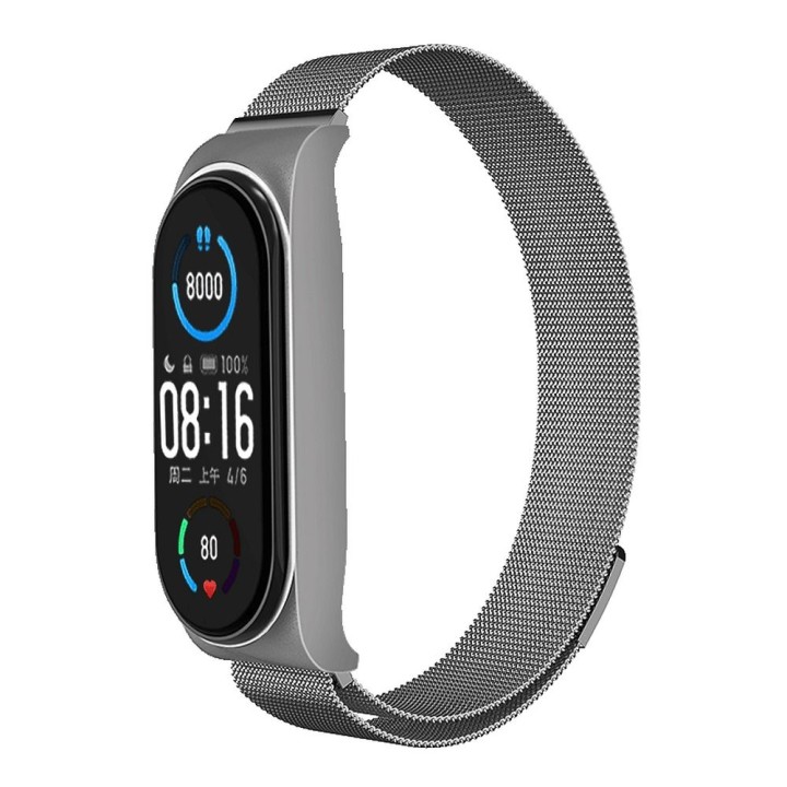 Ремешок металлический METAL для XIAOMI Mi Band 5 / 6 серебристый (02)