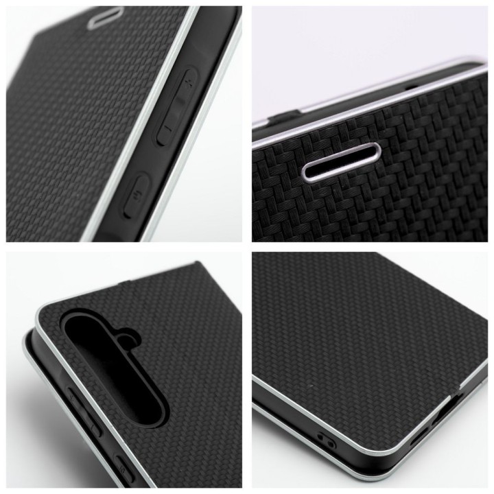 Чехол с клапаном для Samsung A7 2018 Luna Book Carbon черный