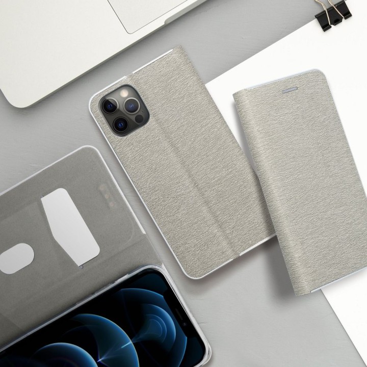 Чехол с клапаном для Samsung A54 5G Luna Book Gold серебристый