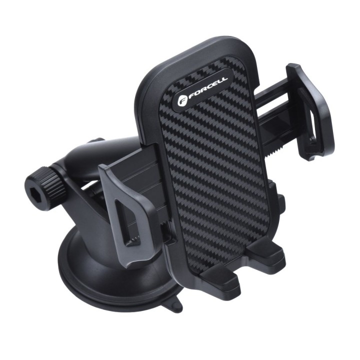 Universal car phone holder Forcell F-Grip Carbon Bracket with adjustable arm for windshield / dashboard black