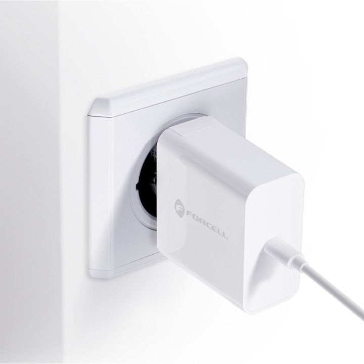 Wall charger for phone Forcell F-Energy USB C QC4.0 PD 3A 45W TFK-TC-45WPD white