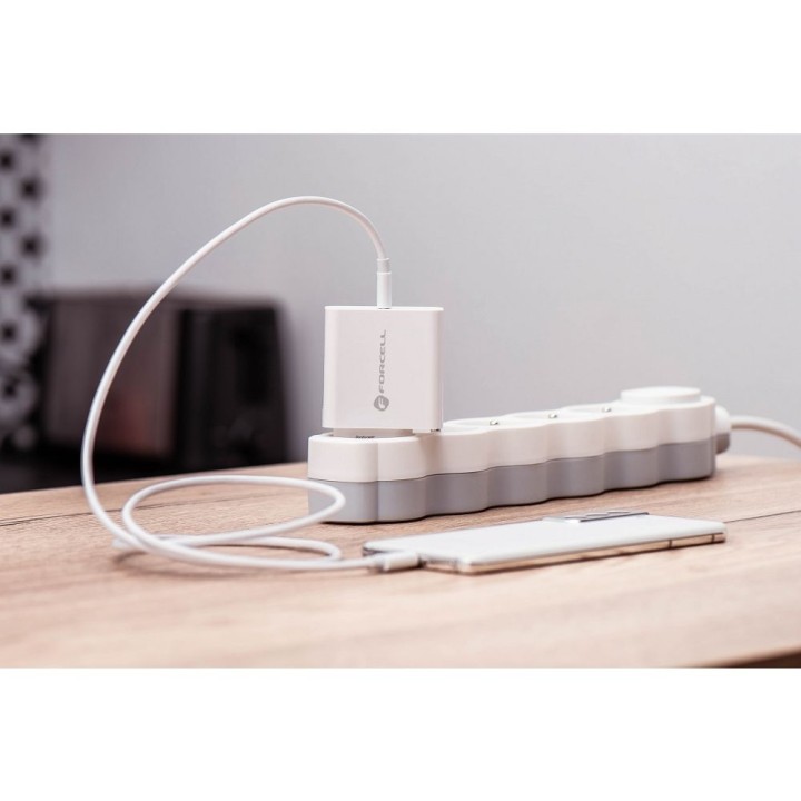 Wall charger for phone Forcell F-Energy USB C QC4.0 PD 3A 45W TFK-TC-45WPD white