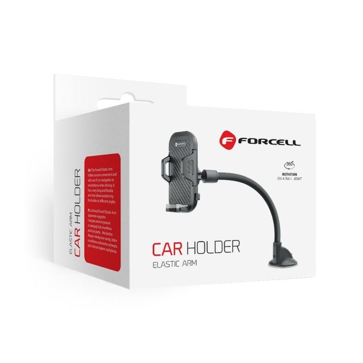 Universal car phone holder Forcell F-Grip Carbon Bracket arm 17cm for windshield black
