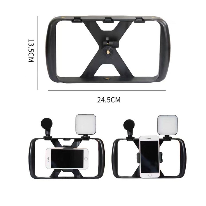 Selfie holder with wireless remote control tripod with LED / microphone for streams TL-49T black