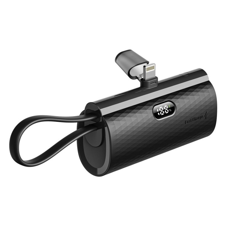 Повербанк Forcell F-Energy Power Plug F5K3 PD 20W 5000 mAh со встроенным разъемом Lightning черный