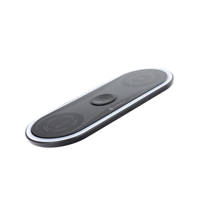 Бездротовий зарядний пристрій Forcell F-Energy Ellipse 3 в 1 Qi QC 15W сумісний з Apple + кабель USB-C – USB-A чорний