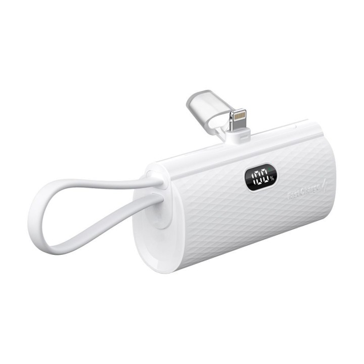 Powerbank Forcell F-Energy Power Plug F5K3 PD 20W 5000 mAh z wbudowanym złączem Lightning biały