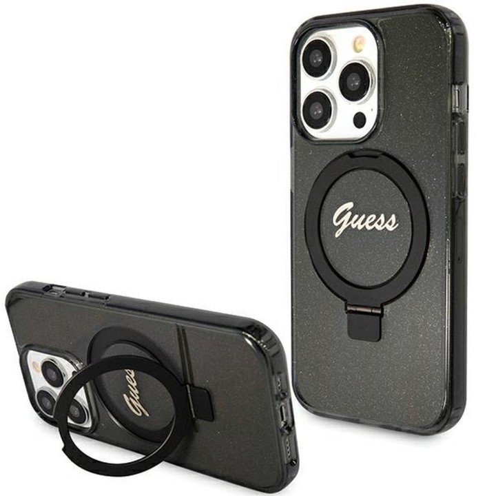 GUESS чехол для IPHONE 15 Pro Max, совместимый с MagSafe GUHMP15XHRSGSK, для iPhone 15 Pro Max (совместимый с Magsafe / Glitter