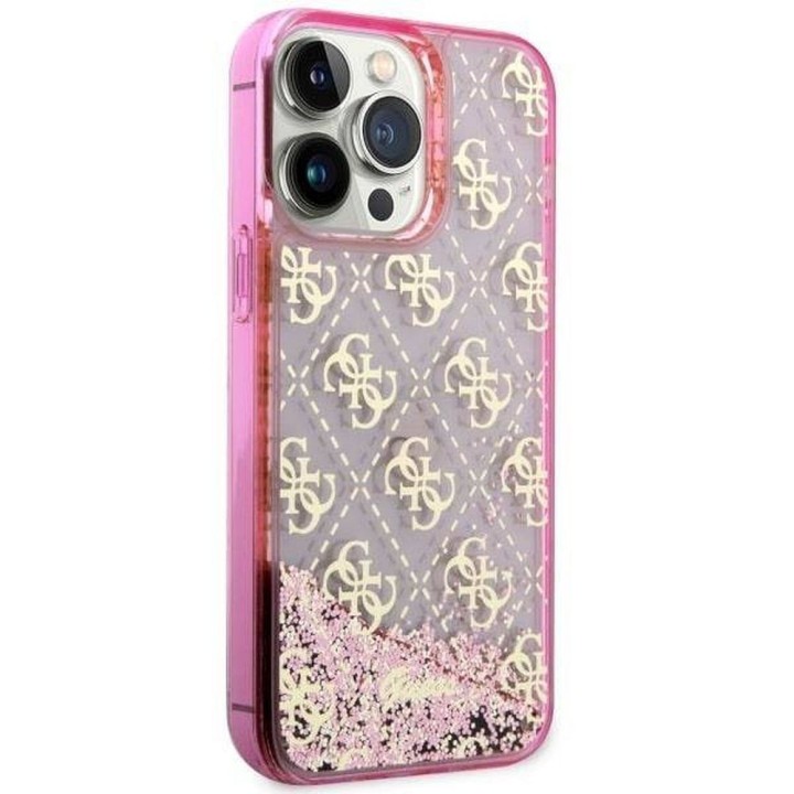 GUESS чохол для IPHONE 14 Pro GUHCP14LLC4PSGP (Liquid Glitter 4G Translucent) рожевий