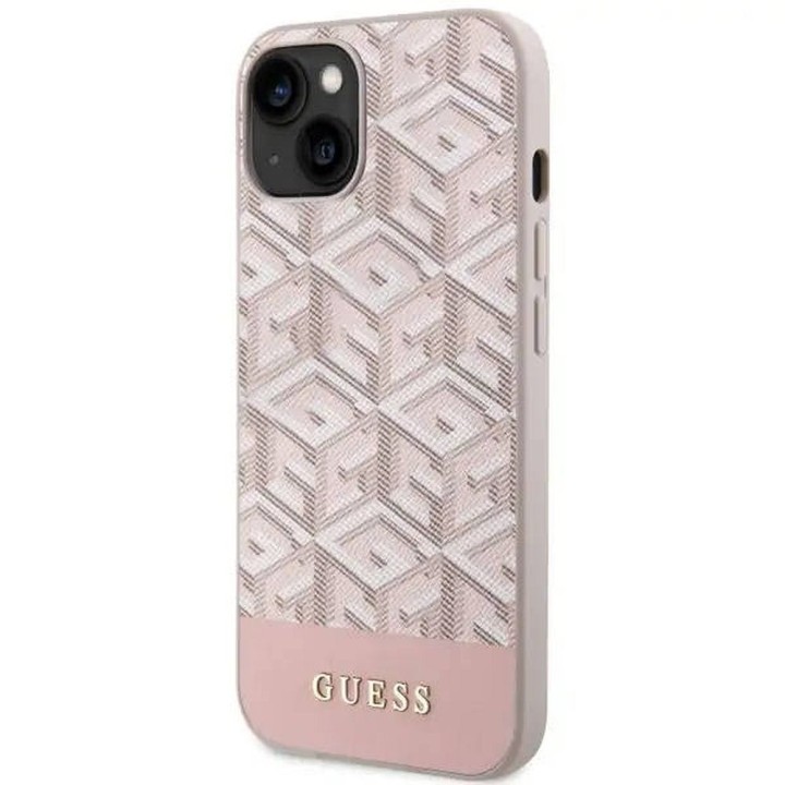 GUESS чехол для IPHONE 14 совместимый с MagSafe GUHMP14SHGCFSEP (GCUBE Stripes) розовый