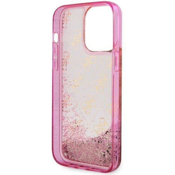 GUESS чехол для IPHONE 14 Pro GUHCP14LLC4PSGP (Liquid Glitter 4G Translucent) розовый