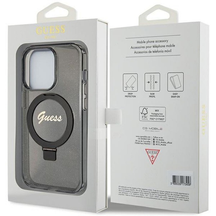 GUESS case for IPHONE 15 Pro Max compatible with MagSafe GUHMP15XHRSGSK for iPhone 15 Pro Max (compatible with Magsafe / Glitter