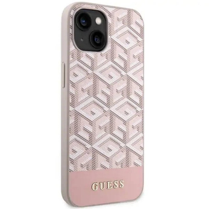 GUESS чехол для IPHONE 14 совместимый с MagSafe GUHMP14SHGCFSEP (GCUBE Stripes) розовый