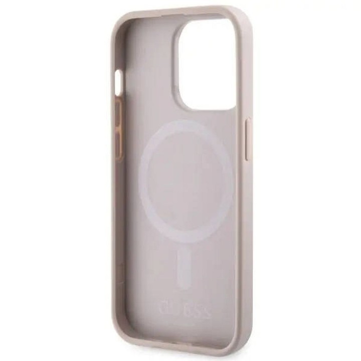 GUESS case for IPHONE 14 Pro compatible with MagSafe GUHMP14LHGCFSEP (CUBE Stripes) pink