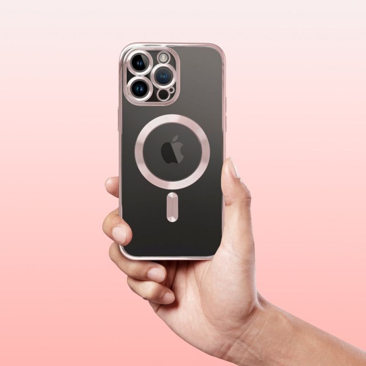 Чехол для iPhone 14 PRO MAX Electro Mag Cover совместимый с MagSafe золото розовый
