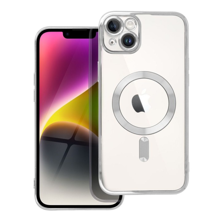 Case for iPhone 14 PLUS Electro Mag Cover MagSafe compatible silver