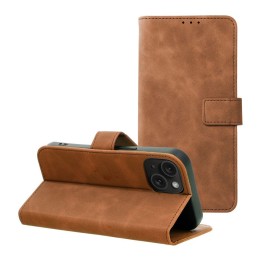 Etui z klapką na iPhone 15 Tender Book brązowe