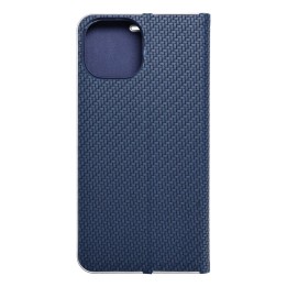 Etui z klapką na iPhone 15 Luna Book Carbon niebieskie