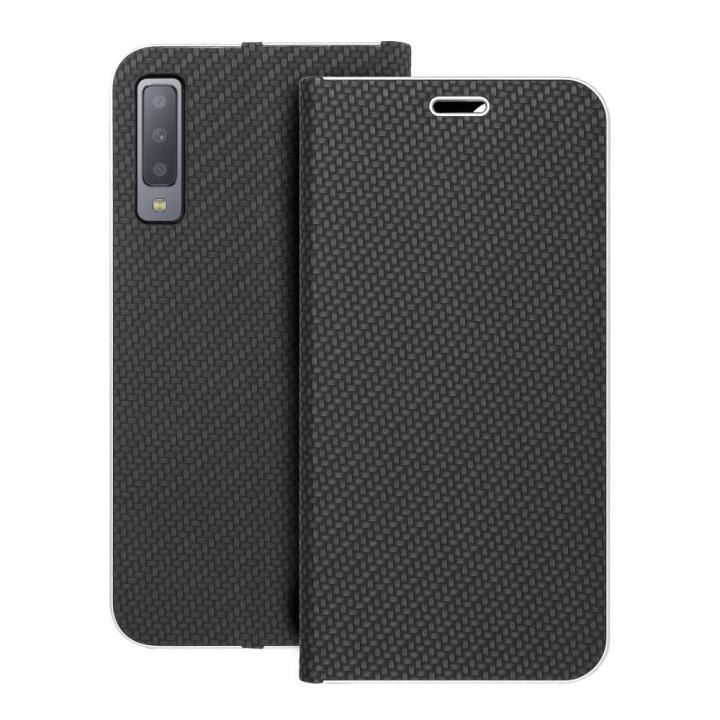 Чехол с клапаном для Samsung A7 2018 Luna Book Carbon черный