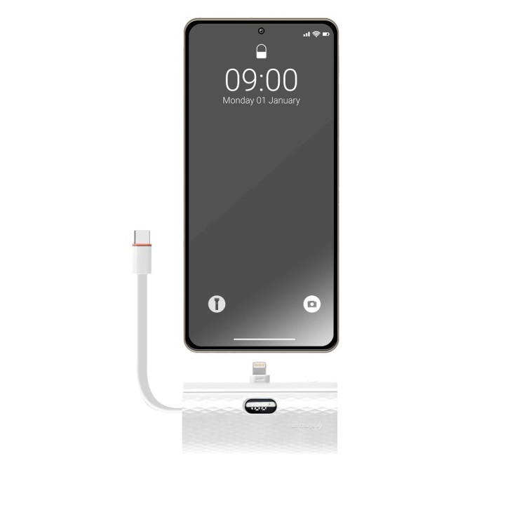 Powerbank Forcell F-Energy Power Plug F5K3 PD 20W 5000 mAh z wbudowanym złączem Lightning biały